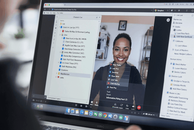 A professional using the online teleprompter with camera for a business video call.