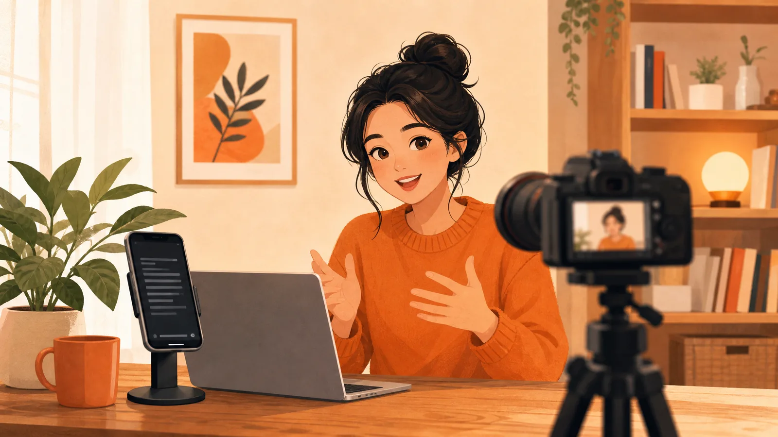 Using an online teleprompter on a laptop and smartphone
